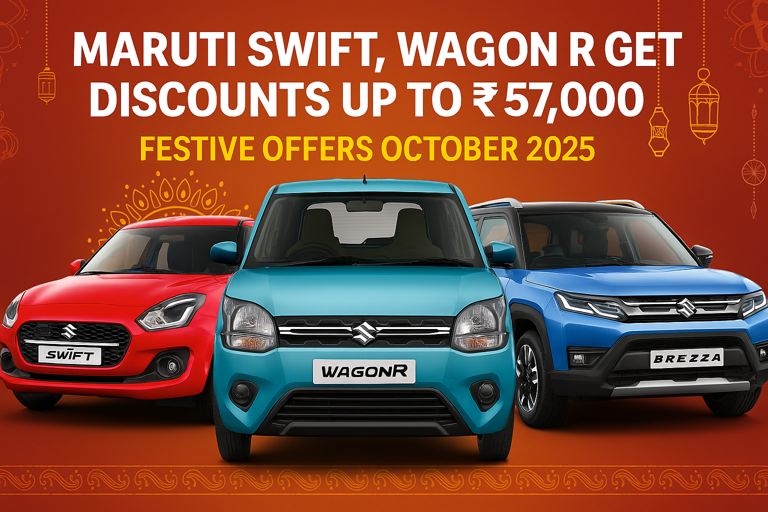 Maruti Swift, Wagon R Get Discounts of Up to ₹57,000 in October 2025 – Full List of Offers on Arena Cars
