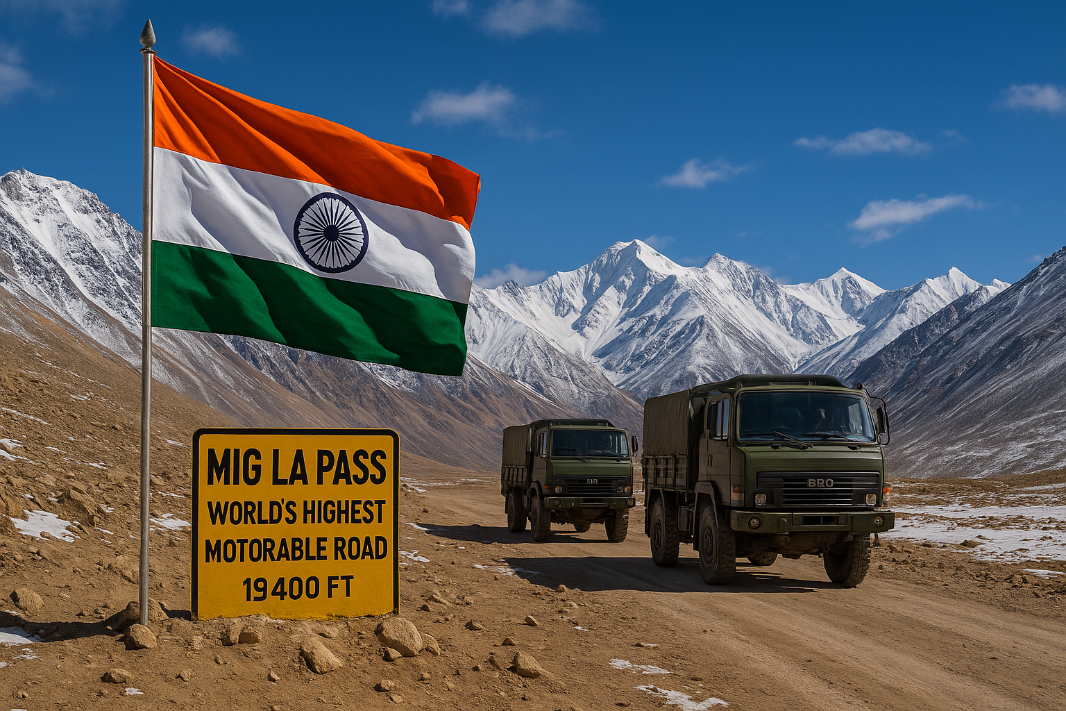 Mig La Pass at 19,400ft: India Sets New World Record for the Highest Motorable Road