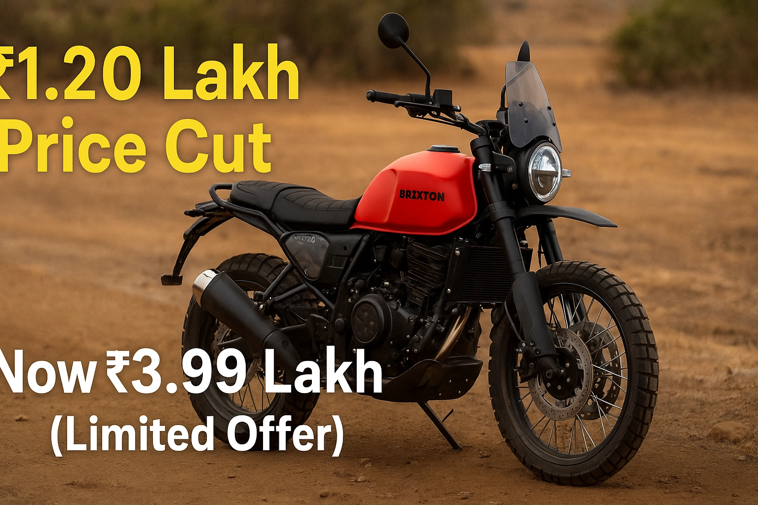Brixton Crossfire 500XC Price Slashed by ₹1.20 Lakh — Now Priced at ₹3.99 Lakh (Limited Offer)