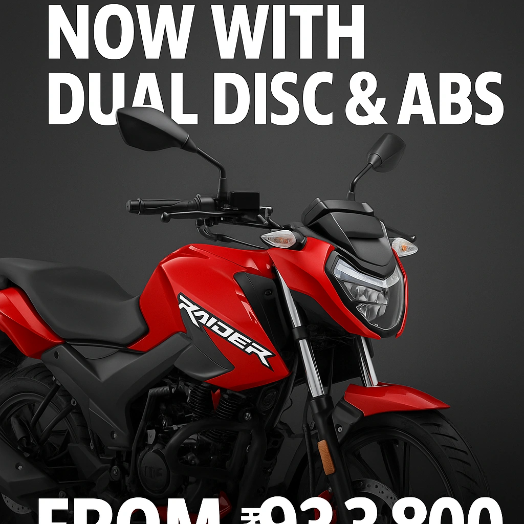 New TVS Raider Variant Launched at ₹93,800 — Now Gets Dual Discs, ABS, and New Styling